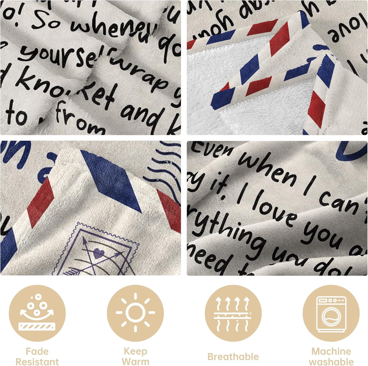 Gifts for Dad from Daughter Son- Soft Letter Blanket- Dear Dad Birthday Gift, Love You Always Blanket Throw for Bed Sofa Napping