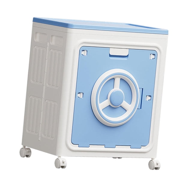 Caja de almacenamiento móvil para ropa con ruedas, almacenamiento de libros, organizador multiusos, diseño a prueba de polvo, construcción estable, ad Azul