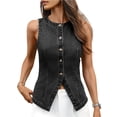 thumbnail image 3 of Chaleco Vaquero Elástico Sin Mangas para Mujer, con Botones y Cuello Redondo, Informal, Estilo Western para Verano Gris Negro XL, 3 of 9