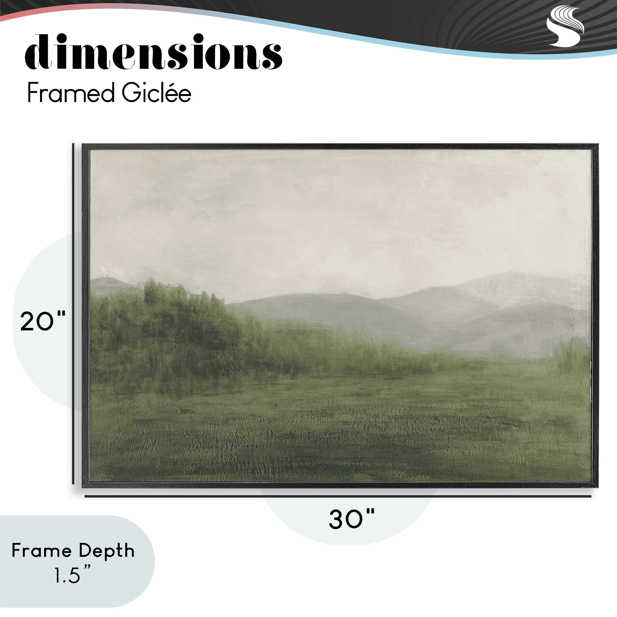 Stupell Industries Fog Green Countryside Black Framed Giclee Art, design by Walt Johnson