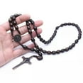 thumbnail image 5 of HOOUN Saint Benedict Wood Beads Rosary Crucifix Cross Necklace Catholic Jewelry-Carved Rose Beads, 5 of 6