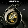 thumbnail image 3 of Mens Pocket Watch Mechanical Black Steampunk Skeleton Retro Chain Luxury Classic, 3 of 9