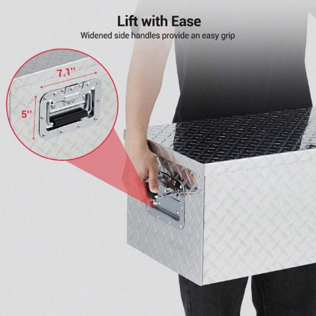 Danolapsi 30 Inch Aluminum Truck Tool Box, Truck Bed Storage Box With Security Lock And Wider Handles, Heavy Duty Waterproof Tool Box Organizer Chest For Pick Up Truck Rv Trailer