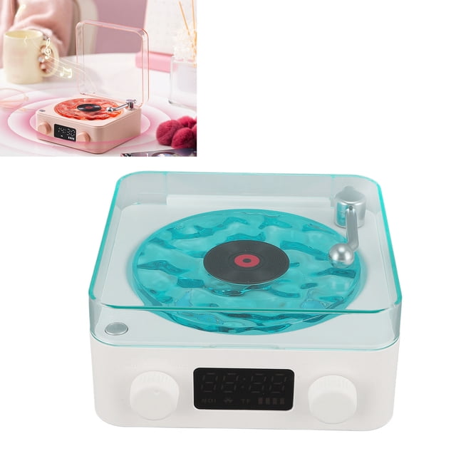 Altavoz Con Luces Nocturnas, Lámpara de Noche Con Sensor Táctil Estilo Tocadiscos, Altavoz Inalmbrico 3 en 1 Con Luces, Visualización de la Hora, Regalo Perfecto