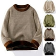 thumbnail image 5 of QTBIUQ Sweater Mens Casual Color Block Long Sleeve Round-Neck Sweater Coffee, 5 of 5