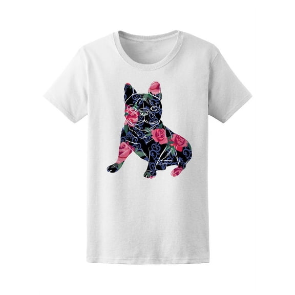 Flower French Bulldog Silhouette Tee Women's -Image by Shutterstock