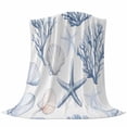 thumbnail image 6 of Blue Coastal Nautical Blanket Soft Cozy Warm Throw Blanket for Couch, Plush Fuzzy Flannel Fleece Blankets for Sofa, Summer Beach Starfish Coral Bed Blankets Lightweight Gifts for Women, 40"x60", 6 of 9