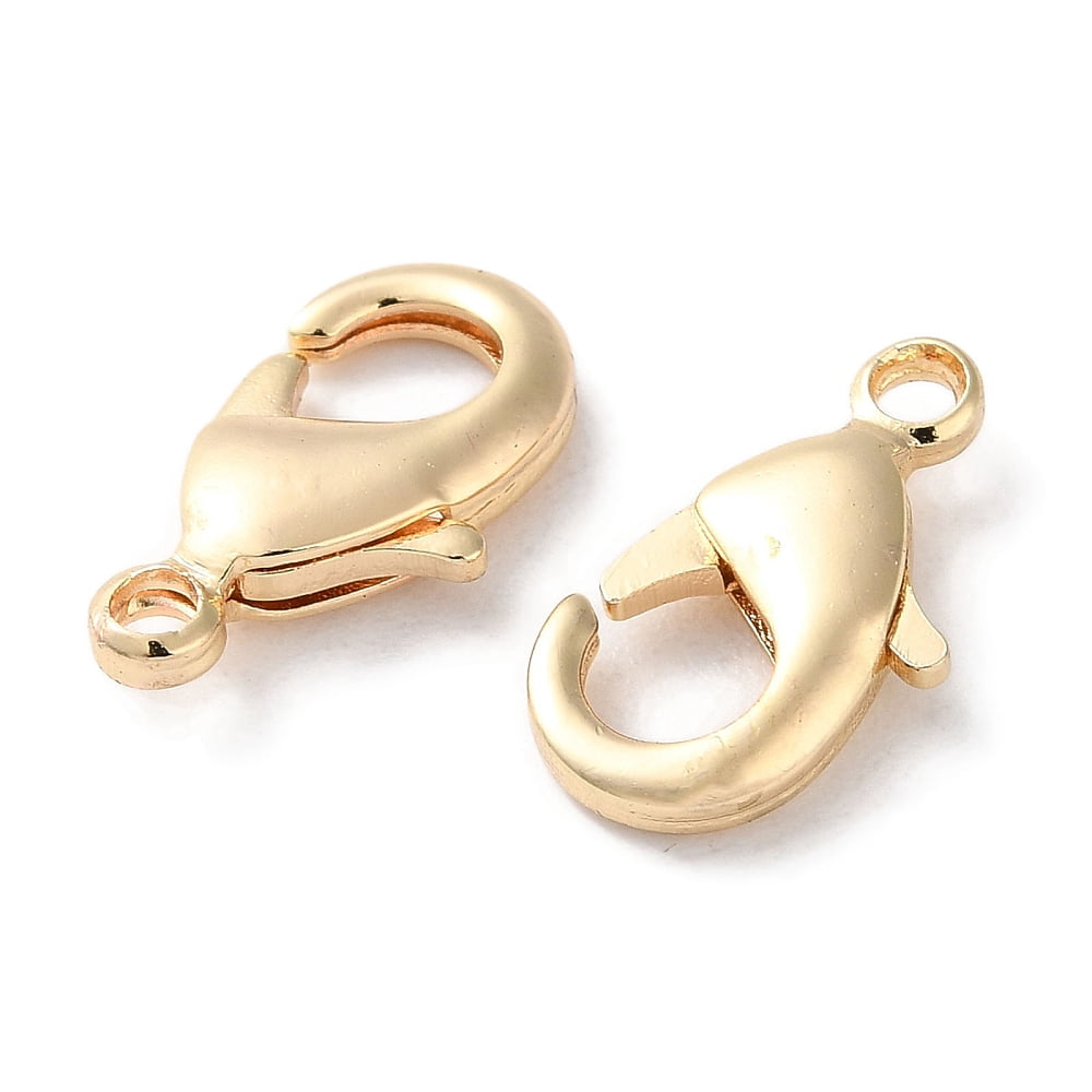 100pcs Rack Plating Brass Lobster Claw Clasps Long-Lasting Lead Free & Cadmium Free Light golden 15x9x3mm Hole: 1.8mm