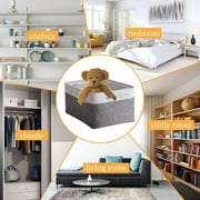 TESPERT 3-Pack Large Storage Baskets Set - Collapsible EVA Organizer Bins with Handles for Shelves, Nursery, Office (13.8x9.8x6.7) - Space Saving & Multi-Purpose, White & Grey