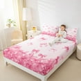 thumbnail image 4 of Feelyou Pink Princess Bowknot Bed Sheets, Dreamy Cartoon Theme King Sheets, 4pcs, 4 of 7