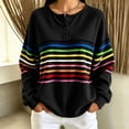 thumbnail image 2 of Enjoytime Sweatshirt for Women Striped Long Sleeve Half Button Pullover Tops Fall Fashion Casual Crew Neck Sweatshirts, 2 of 7