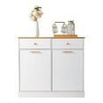 thumbnail image 3 of Fithood [FCH] Kitchen Trash Can Cabinet, 2 Doors 2 Drawers 2 Dirty Clothes Bags Garbage Storage Cabinet, White, 3 of 5