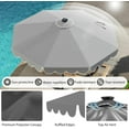 thumbnail image 6 of PetFurnishn 10FT Solar LED Patio Umbrella, 2-Tiers Scalloped Outdoor Table Market Umbrella with 24 LED Lights, Vented Top, Tilt Adjustment, Crank, 8 Ribs for Backyard Poolside Deck Beach Lawn (Gray), 6 of 18