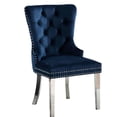 thumbnail image 2 of Chrome Legs & Flannelette Fabric / Dining Use / 2-Piece Blue Wingback Chairs, 2 of 5