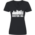 thumbnail image 3 of Inktastic Boston Massachusetts City Skyline with Grunge Women's V-Neck T-Shirt, 3 of 5