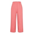 thumbnail image 2 of IDALL Linen Pants Women Business Casual Pants Spring And Summer Casual Cotton And Linen Long Pants Wide Leg Pants Woman Summer Pants Watermelon Red 4XL, 2 of 5