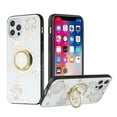 thumbnail image 7 of For Apple iPhone 14 Plus (6.7") Diamond 3D Bling Sparkly Glitter Ornaments Engraving Hybrid Ring Stand Fashion Cover ,Xpm Phone Case [ White Good Luck Floral ], 7 of 7
