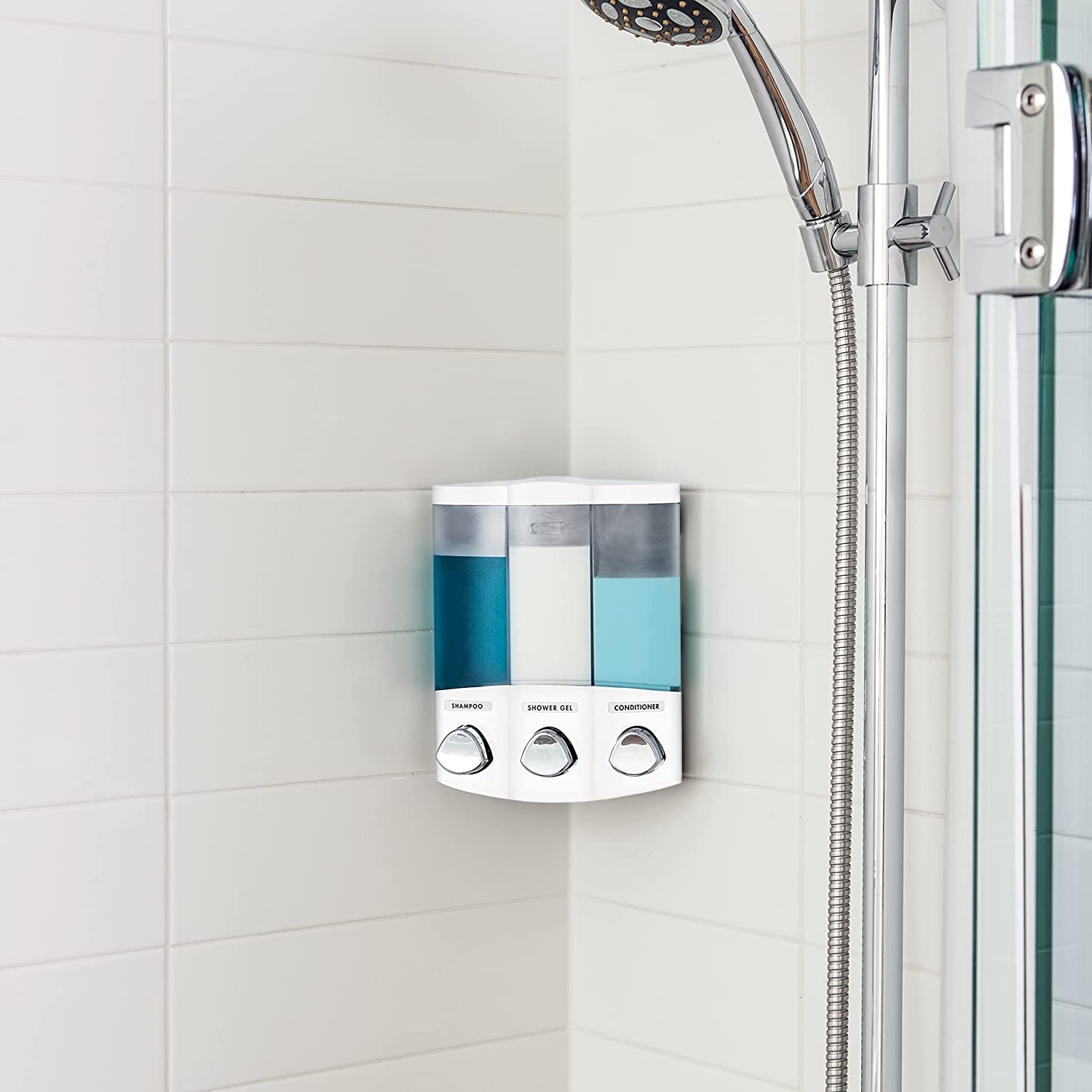 Better Living Products  EURO TRIO Soap and Shower Dispenser White