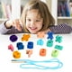 thumbnail image 1 of Juego de ensartar cuentas de madera de partículas grandes | Ensartar cuentas y bloques de construcción para niños | Actividad de motricidad fina para niños pequeños y preescolares, 1 of 5