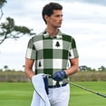 thumbnail image 3 of Balery Green White Lumberjack Plaid Camisa Polo de Hombre con Estampado, de Manga Corta y Tejido Medio, Camisa Tipo Golf Polo-4X-Large, 3 of 6