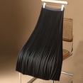 thumbnail image 2 of Elowen Fashionable Color Elastic Waist Skirts for Women Satin Pleated High Waist A-line Loose Half Dress Black L, 2 of 3