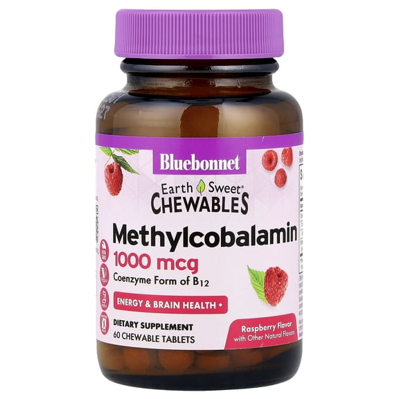 Bluebonnet EarthSweet Methylcobalamin 1000mcg Coenzyme Form of B12, Raspberry 60 Days