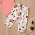 thumbnail image 6 of Douhoow Baby Girl Solid Color Ruffle Sleeve O-neck Jumpsuit Floral Print Long Pants 2PCS Clothes, 6 of 6