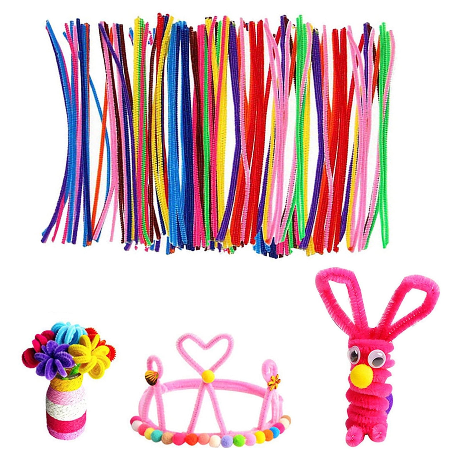 FUNZBO Arts and Crafts Supplies - Crafts for Girls 4, 5, 6, 7, 8, 9 Years  Old with Glitter Glue Stick, Pipe Cleaners Craft & Craft Tools, School