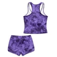 thumbnail image 5 of Xoenoiee Purple Tie Dye Print Girls 2 Piece Tankini Swimsuits, Breathable Modest Bathing Suit Round Neck Swimwear with Sporty Swim Shorts, 6-7 Years, 5 of 7