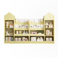 thumbnail image 6 of Glavbiku Yellow Kids Wood Bookshelf & Toy Organizer,6 Compartment,2 Basket,Multi-Shelf Storage Cubby, 6 of 10