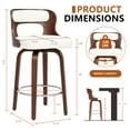 thumbnail image 2 of ClinQ 26 inch Swivel Bar Stools Set of 3, Counter Height Bar Chairs with Walnut Legs and Silver Ring Footrest, Upholstered Faux Leather, White, 2 of 11