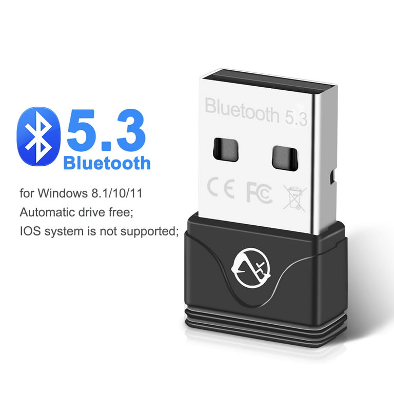 Bluetooth Adapter for PC 5.3, USB Bluetooth Dongle 5.3 EDR Adapter for  Laptop Keyboard Mouse Headsets Speakers, Long Range Bluetooth 5.3 Adapter  Supports Windows 11/10/8.1(Plug and Play) 