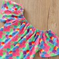 thumbnail image 4 of Fish scale print short-sleeved top + ripped denim shorts 2-piece set, 4 of 5