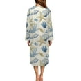 thumbnail image 2 of Xoenoiee Starfish Conch Coral Print Zipper Robes for Women Long Sleeve Housecoats Long Lightweight Bathrobe House Dress with Pockets, S, 2 of 7