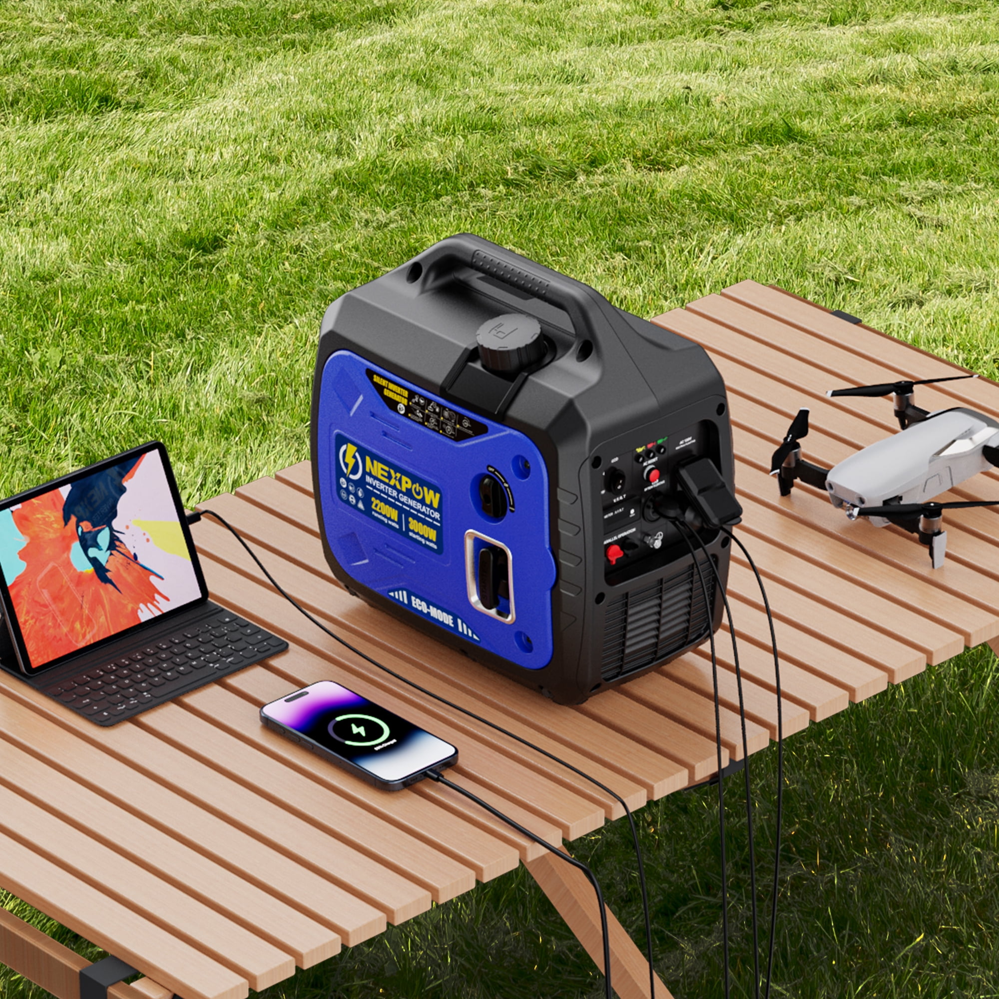 NEXPOW 3000W Portable Inverter Generator, Gasoline Power Lightweight for Backup Home & Camping, Eco-Mode Feature, Parallel Capability, Overload Protection