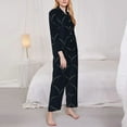 thumbnail image 3 of Honeii Black Fish scales print Women's Pajama Sets Long Sleeve Button Down Sleepwear Nightwear Soft Pjs Lounge Sets-Medium, 3 of 7