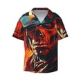 thumbnail image 4 of Uemuo 60s Western Skull Cowboy Pattern Cotton Linen Short Sleeve Shirts,Casual Lightweight Button Down Shirts,Vacation Beach Summer Tops-Large, 4 of 7