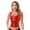 Red, variant on YONGHS Womens Wet Look U Neck Stretchy Patent Leather Bodycon Crop Top Streetwear Clubwear Black L