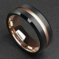thumbnail image 2 of Wedding Rings Men or Women 8mm Black & Rose Gold Line Tungsten Wedding Band, 2 of 3