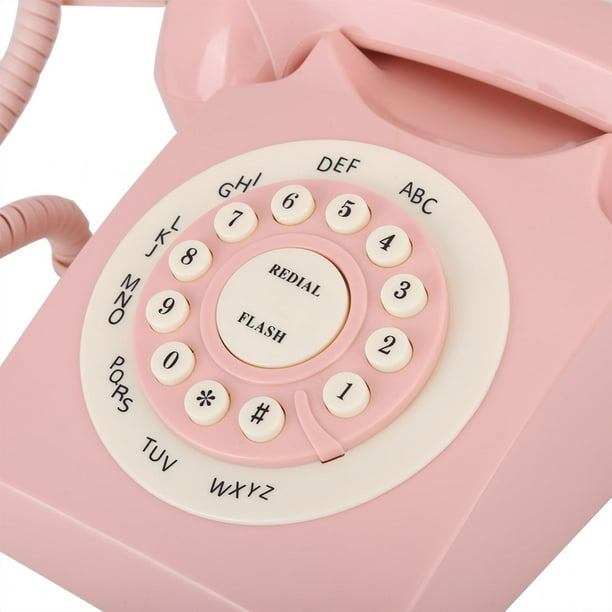 Telefono Mini Rosa Teléfono fijo antiguo Higoodz rosa con función de almacenamiento de ...