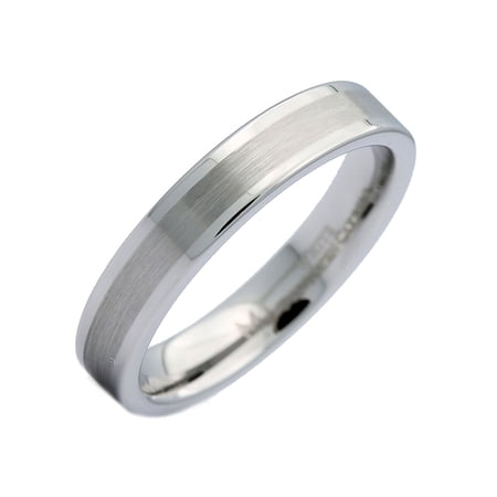 Metals Jewelry Unisex White Tungsten Carbide Brushed Center Flat Pipe 4mm Wedding Ring Size 8.5 Metals Jewelry Unisex White Tungsten Carbide Brushed Center Flat Pipe 4mm Wedding Ring Size 8.5