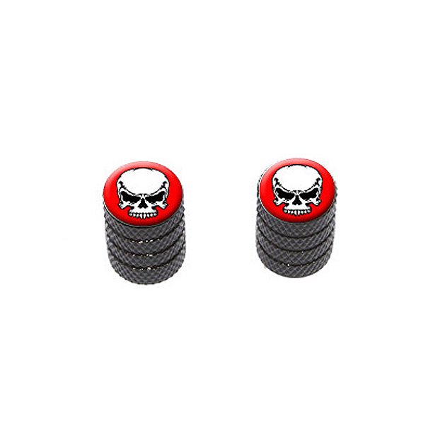 Tribal Skull on Red Bike Valve Stem Caps