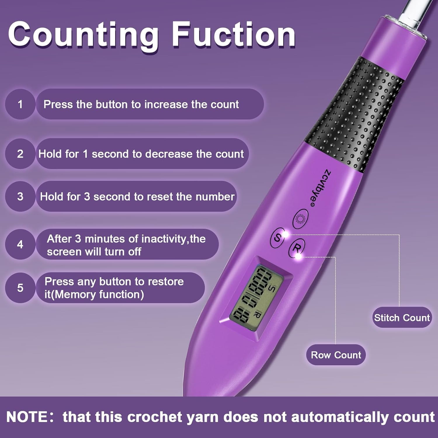 Counting Crochet Hook Set with Light & Counter -18 Size Light up Crochet Hooks - Ergonomic for Arthritic Hands, Digital Stitch & Row Counter - Interchangeable Hooks Kit - Perfect Gift