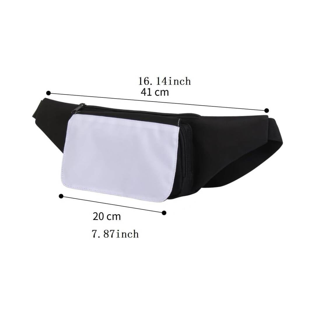 6 Pcs Sublimation Blank Women Men White Running Waist Bag Belt Bag Waist Pouch with Adjustable Strap Zip