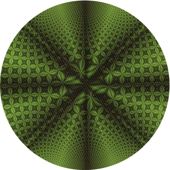 Ahgly Company Indoor Round Patterned Dark Forest Green Area Rugs, 4' Round