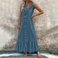 thumbnail image 2 of AherBiu Boho Dresses for Women Sleeveless V Neck Ruffle Summer Tank Dress Beach Flowy Tall Sundresses, 2 of 7