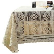 Cotton Crochet Lace Tablecloth Dust-Proof Table Cover for Buffet Table, Holiday Dinner, Party, Banquet, Wedding Decorations (Rectangle/Oblong, 55 x 87Inch,