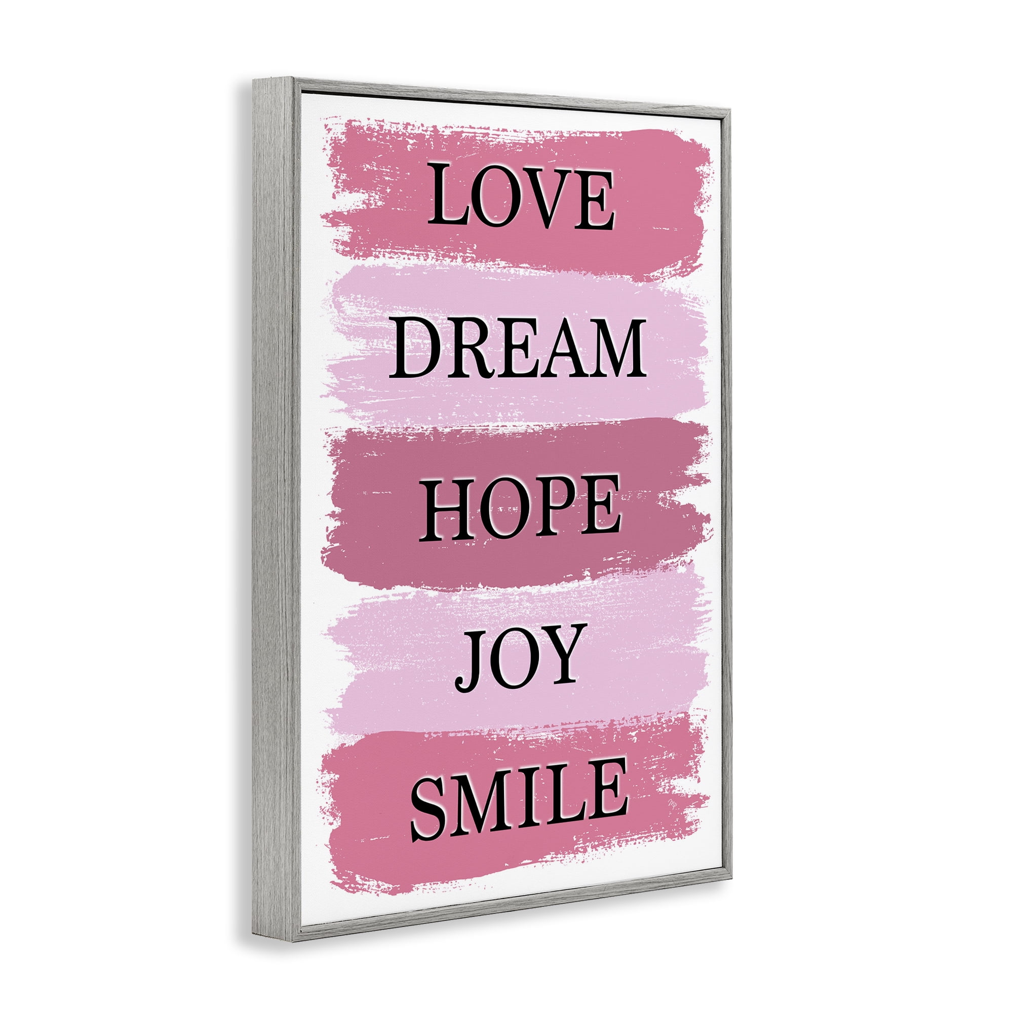 Stupell Industries Love Dream Hope Joy Smile Gray Framed Giclee Art, design by Martina Pavlova