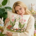 thumbnail image 6 of Beforeyayn Easter Pillow Covers 18x18 Inch Easter Eggs Bunny Flowers Spring Cute Rabbit Easter Themed Decorative Throw Pillow Cases Outdoor Farmhouse Decoration for Sofa Couch Bed, 6 of 6
