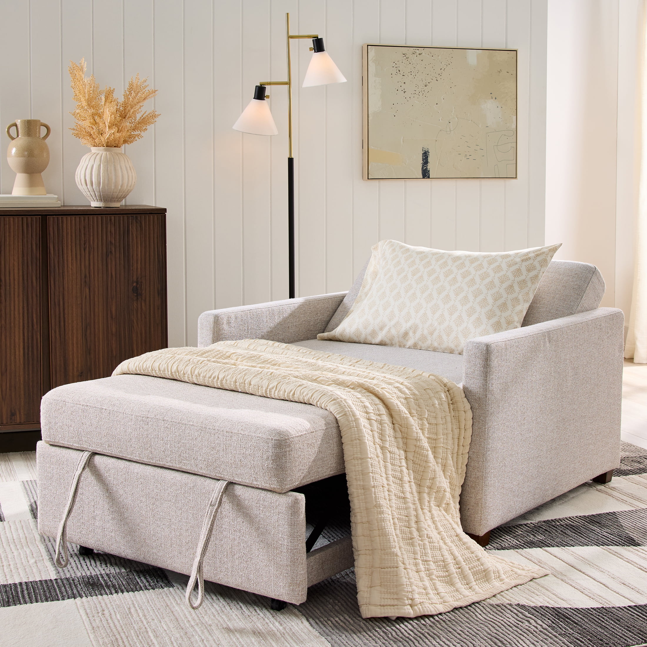Better Homes & Gardens Nolan Pull Out Sleeper Accent Chair, Wheat